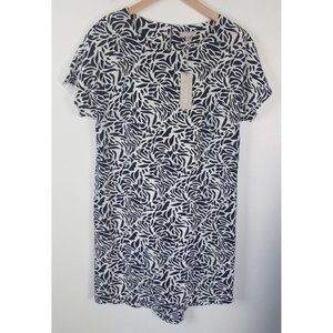 Ellie Kai Women's Sz. 4 100% Silk Navy and White Print Shift Dress NWT